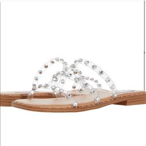 Steve Madden Clear PVC Rhinestone Studded Lyna Slip On Sandals size 8